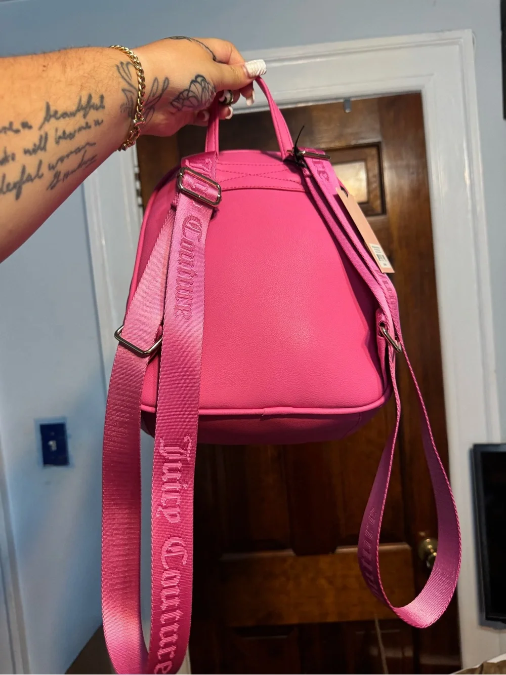 Juicy Couture Pink Rhinestone 'Juicy' Mini Backpack